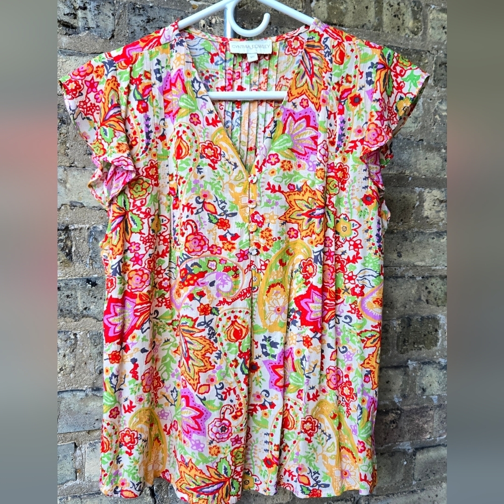Cynthia Rowley Paisley Floral Blouse Office